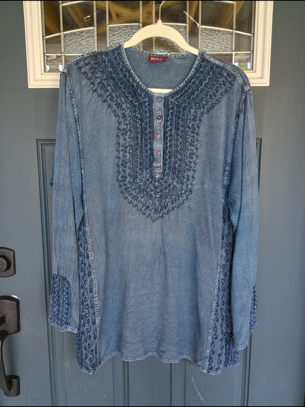 Embroidered Women's Lightweight Tunic Top Braja M Cottagecore Boho Peasant